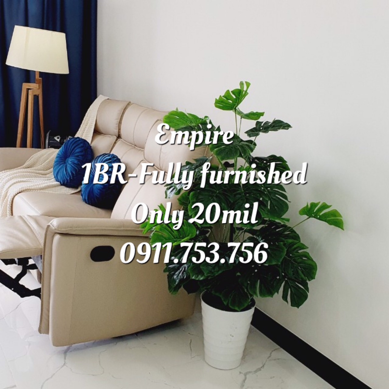 Tuyet 0911 753 756- 1BR Empire apartment for lease- 20 millions vnd 4