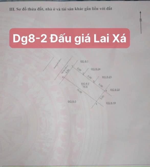 Bán lô đất ĐG 8-2 trũng trên Lai Xá: 75m2*MT5m*đường 11m, đối diện trường mầm non, miễn TG.