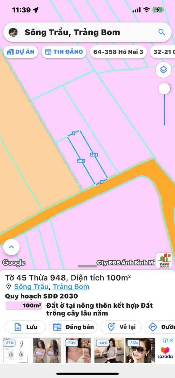 Cần bán Đất đường Phùng Hưng, Xã , Trảng Bom, Diện tích 100m², Giá Thương lượng