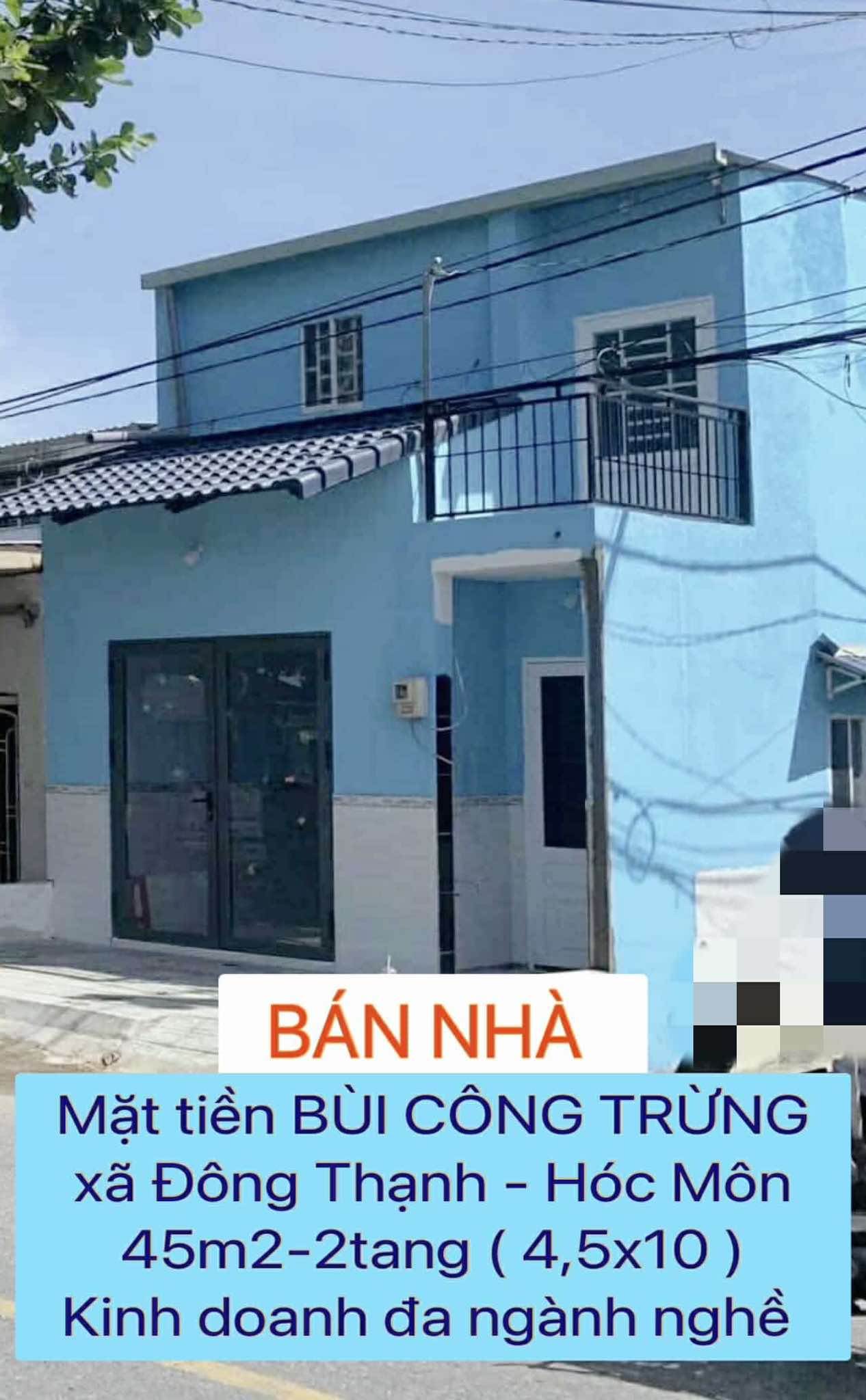 Nhà mặt tiền Bùi Công Trừng Hóc Môn 45m2-2PN-2WC , ngay cầu Bà Năm , kd đa ngành - 1 tỷ nhỉnh 4