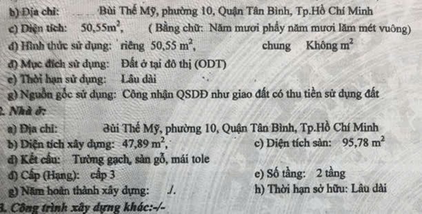 Bán nhà giá rẻ Bùi Thế Mỹ, Tân Bình, 5x10, nở hậu, 10 phòng, chỉ 4 tỷ nhỉnh 2