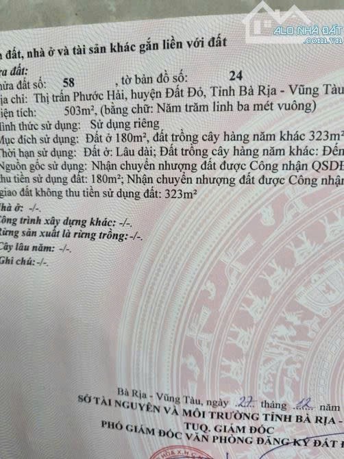 Cần bán Đất Đất Đỏ, Bà Rịa Vũng Tàu, Diện tích 503m², Giá 6.000.000 Triệu/m² 4