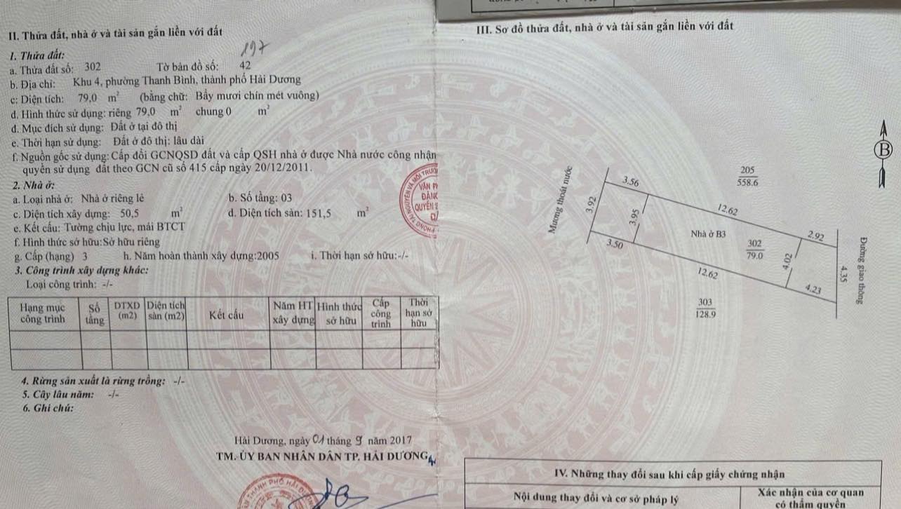 Bán nhà ngõ 160 Vũ Hựu, ph Thanh Bình, TP Hải Dương, 79m2, mt hơn 4m, 4 ngủ, ngõ oto 9