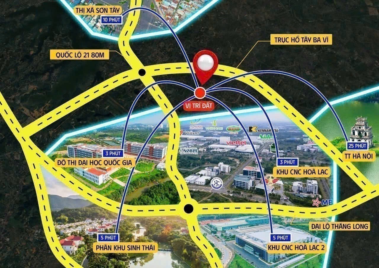 Đất tại khu Công nghệ cao Hòa Lạc, vị trí giáp Quốc lộ 21, cổng trường trường ĐH Quốc Gia Hà Nội,
