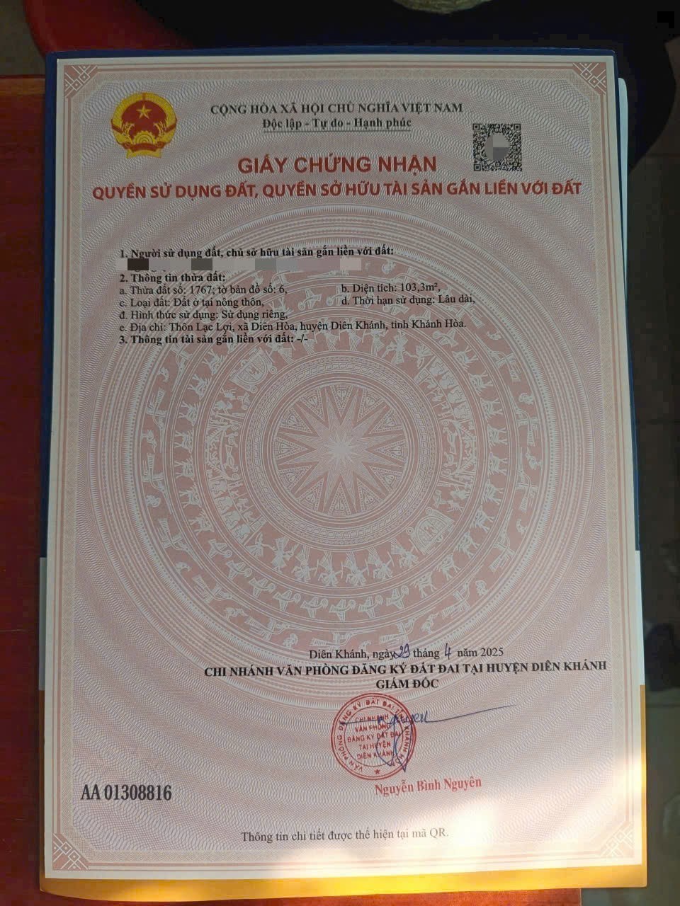 Bán đất Diên Hoà thôn Lạc Lợi full thổ cư mặt đường nhựa thông - xung quanh dân cư đông 6