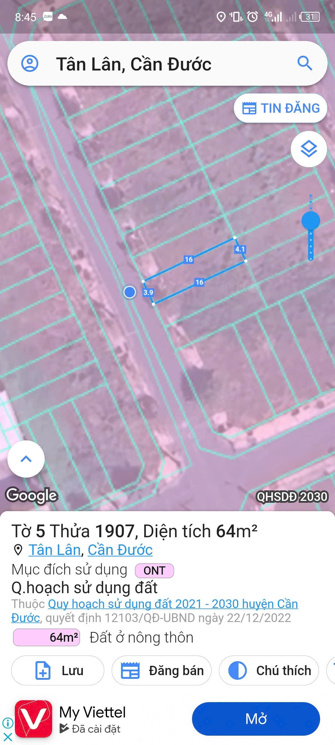 Đất nền kdc Tân Lân Residence 64m2 chủ cần bán gấp 690tr giá đầu tư 6
