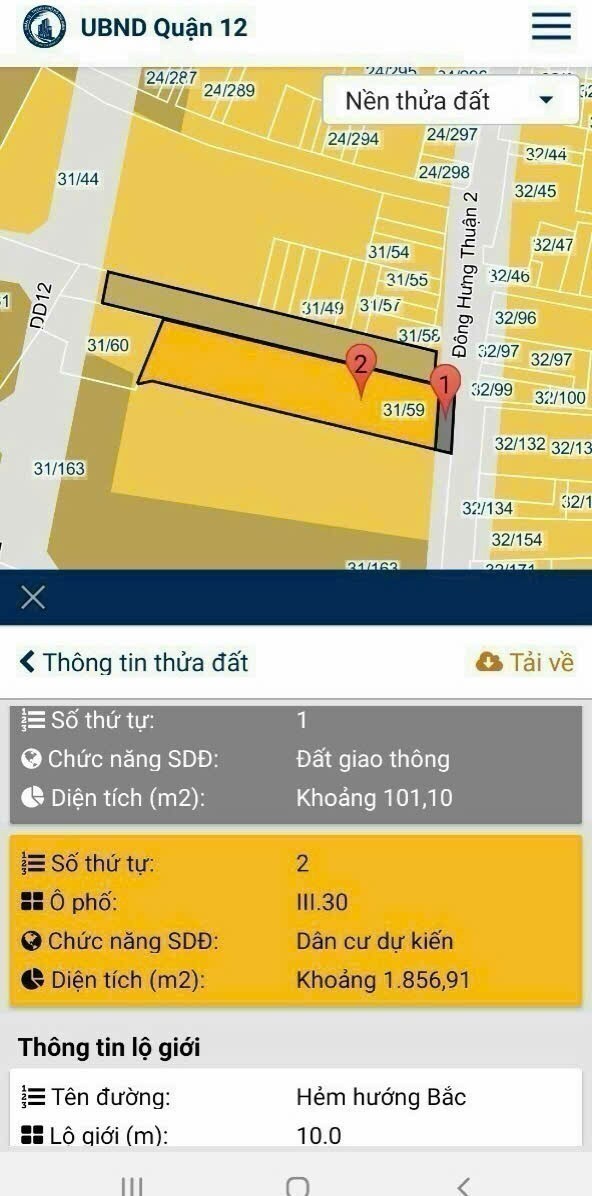 BÁN ĐẤT 2 MẶT ĐƯỜNG ĐHT 02, Q12 - GẦN SONG HÀNH AN SƯƠNG – CHỢ CÂY SỘP 2