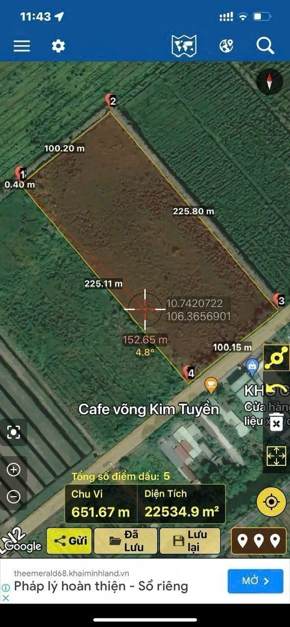 Bán đất mặt tiền quốc lộ N2 , xã Thạnh Lợi , Bến Lức tdt 22,870m2 ( đất rừng sản xuất ) giá 34 tỷ 4