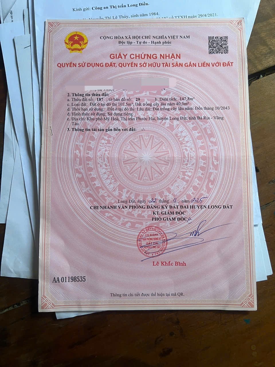 Cần bán Đất đường Tỉnh lộ 44A, Thị trấn Phước Hải, Diện tích 141m², Giá Thương lượng