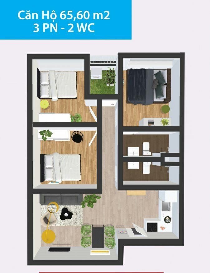 Cần bán CH Topaz Home 2, Q9, 65,60m2, 3PN, căn góc thương mại full nội thất, LHCC: 0973001069 1