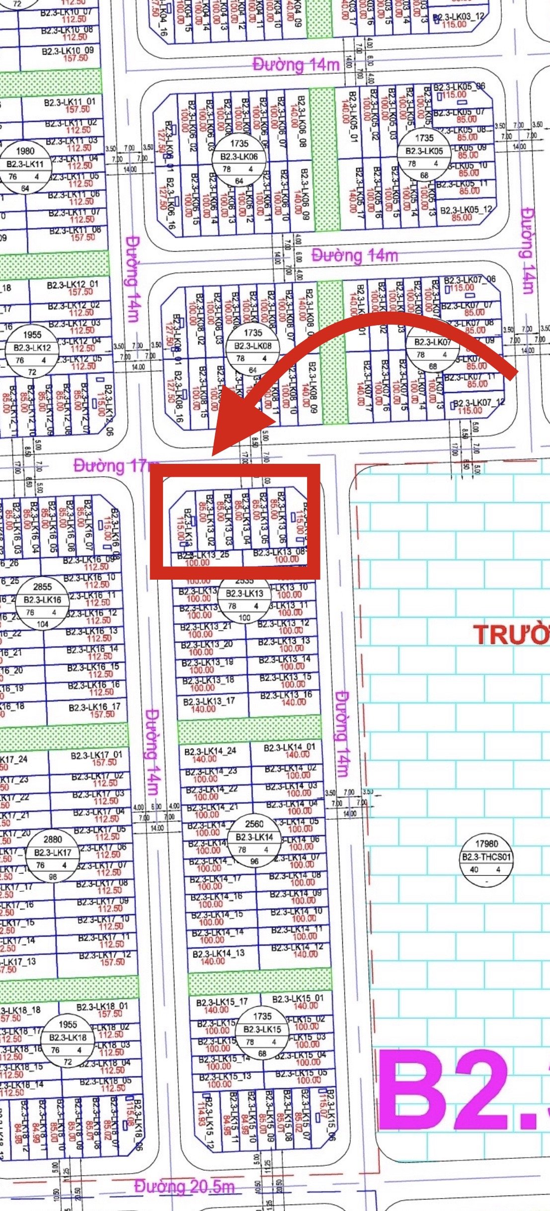 Chính chủ cần bán lô B2.3 LK13 gần ngã tư, trường học giá đầu tư tại KDT Thanh Hà Cienco 5