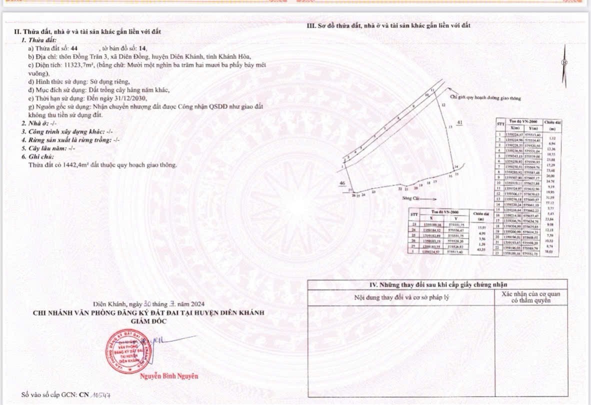 Bán đất vườn Diên Đồng giá rẻ giáp sông Cái - mặt đường liên xã diện tích lớn làm farm 6