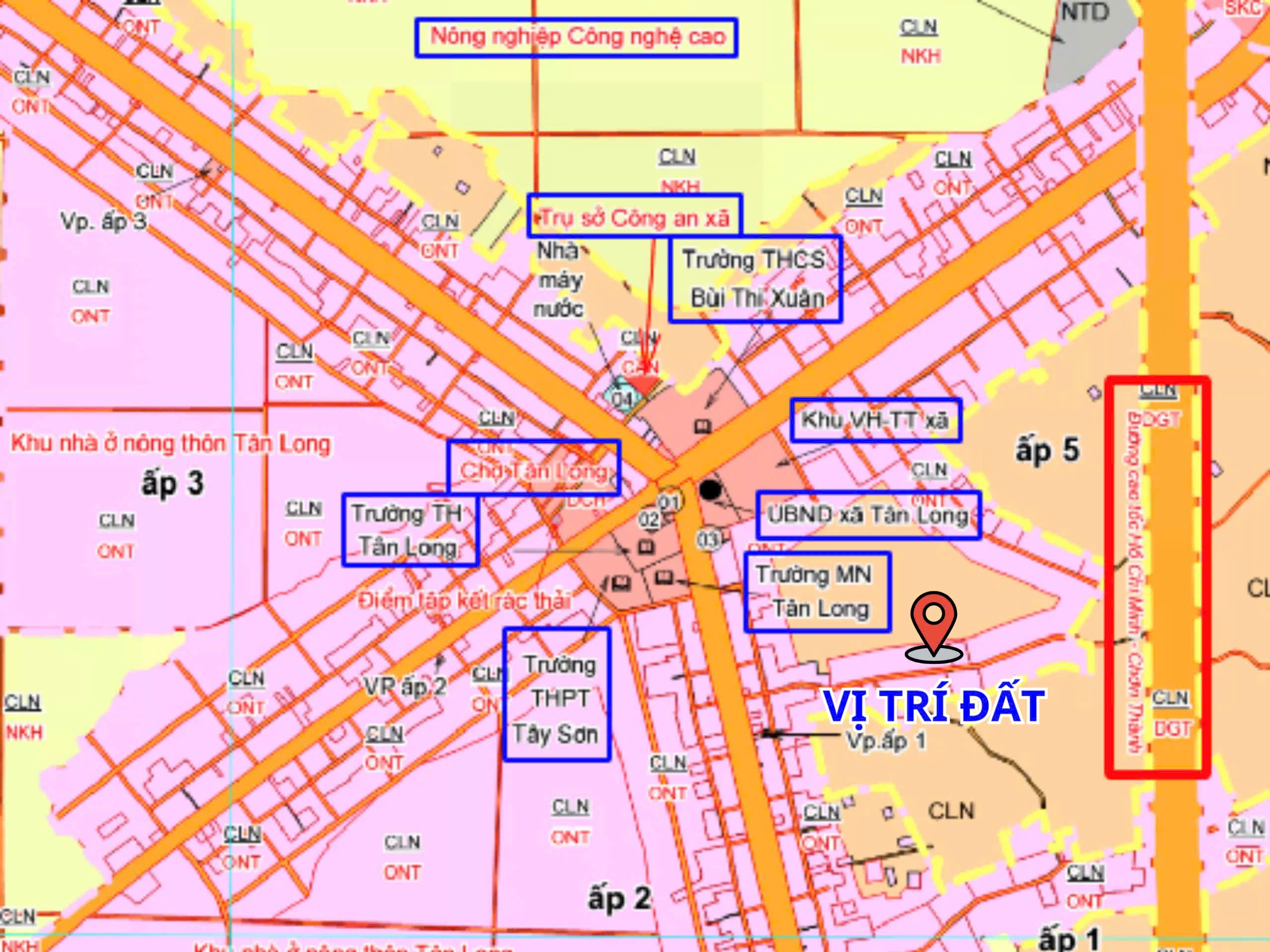 Đất mặt tiền đường nhựa ngay trung tâm chợ Tân Long 6