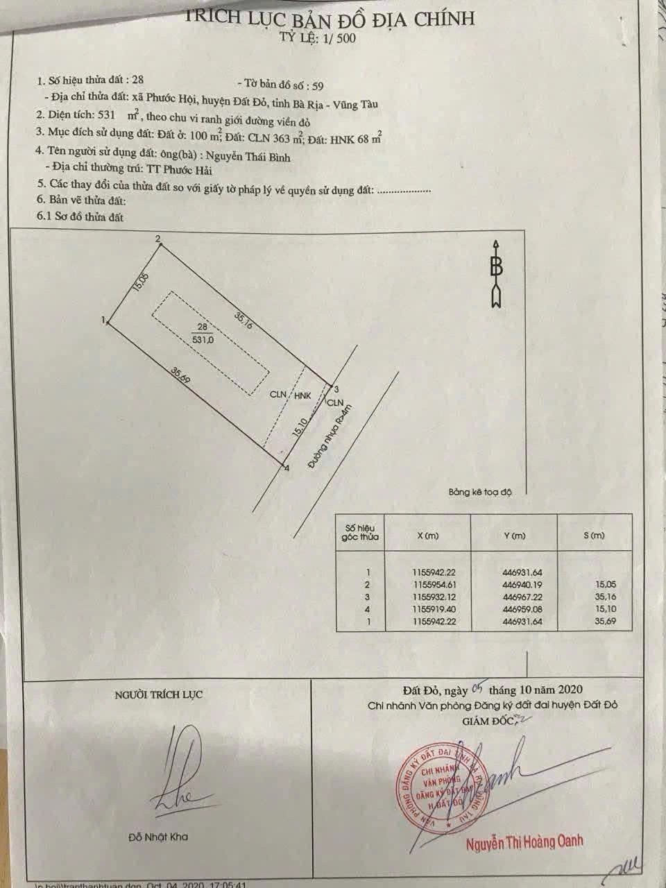 Cần bán Đất Đất Đỏ, Bà Rịa Vũng Tàu, Diện tích 531m², Giá 2.000.000 Triệu/m² 2