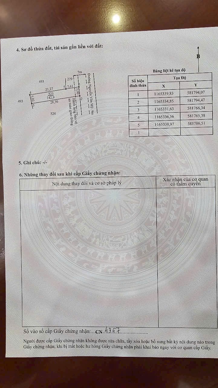 Bán đất thổ cư mt đường Nguyễn Văn Mỹ , xã Bình Tịnh , Tân Trụ dt 140m2 giá 750 triệu