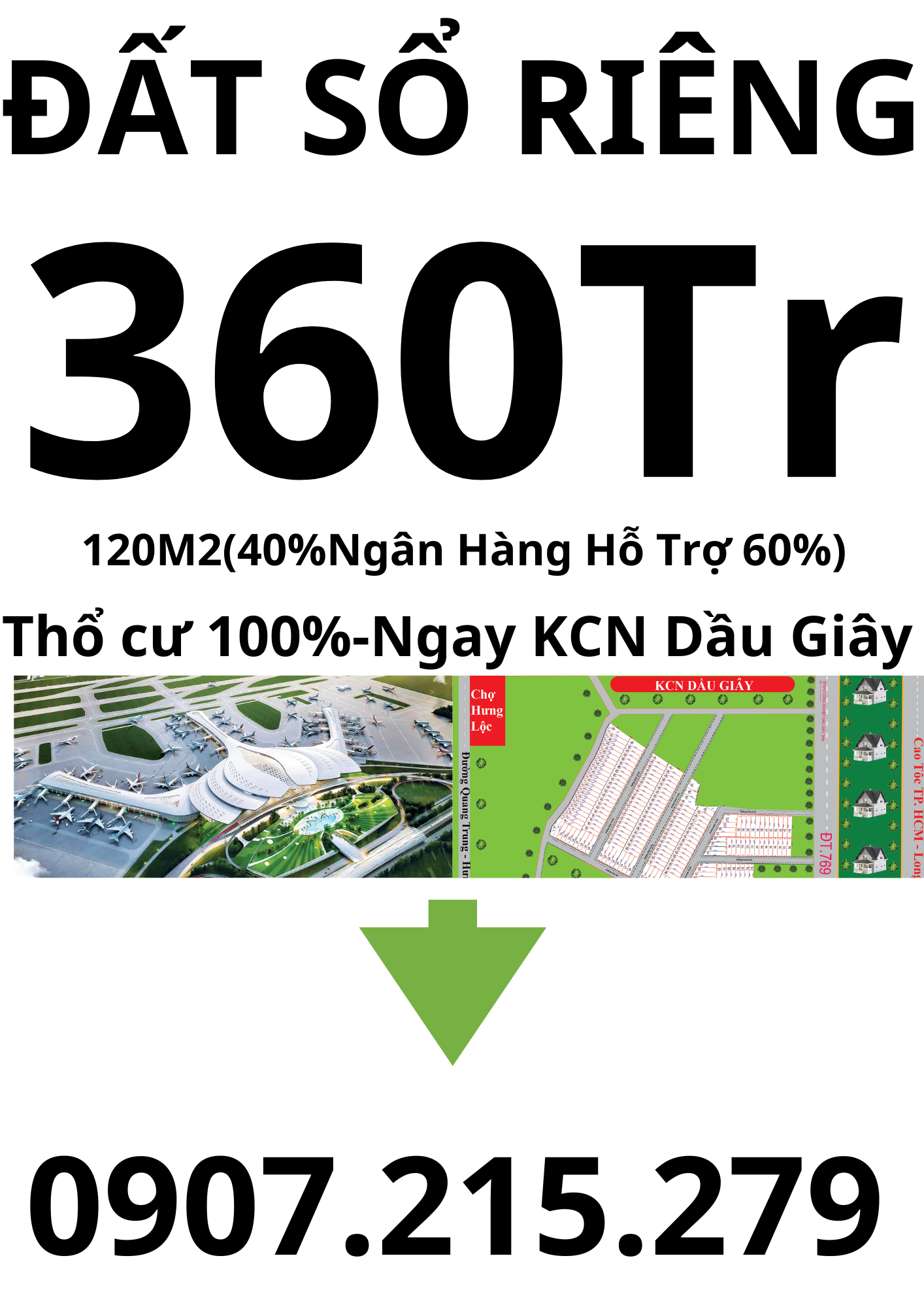 Đất Hưng Lộc-Dầu Giây,Chỉ cần 360tr/40%.Ngân hàng hỗ trợ 60%.DT 5x24 Sổ riêng full Thổ cư LH: 0907215279 3