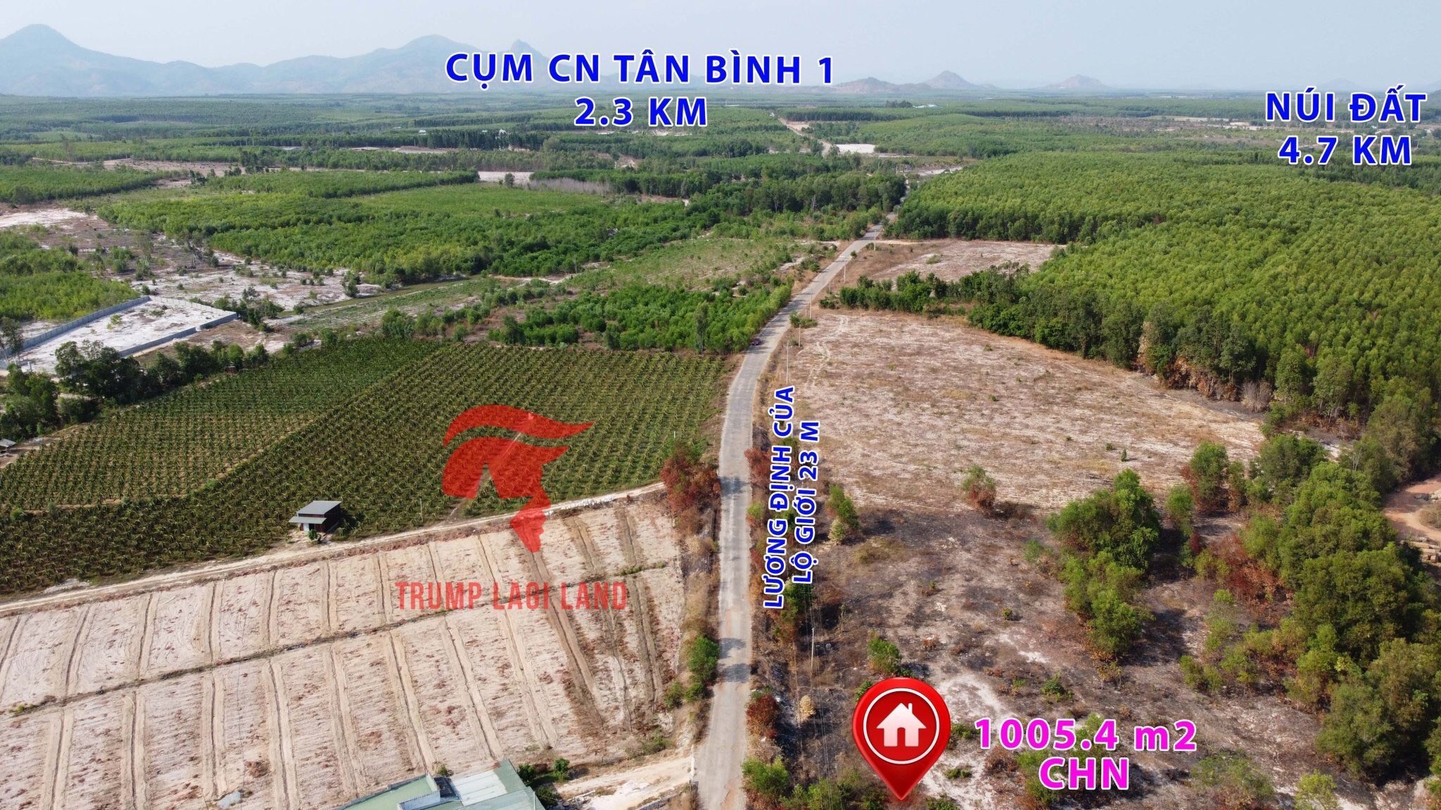 1005m Mặt Tiền Đường Lương Định Của, xã Tân Bình, Thị Xã LaGi. gần biển phủ hồng, giá 3 triệu/m2 2