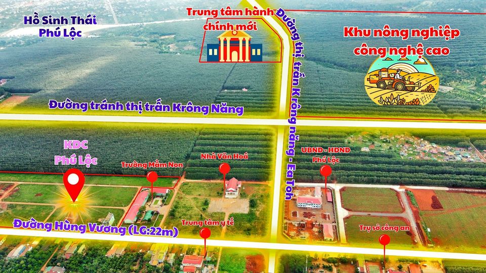 Cần bán Đất đường Hùng Vương, Thị trấn Krông Năng, Diện tích 132m², Giá Thương lượng 1