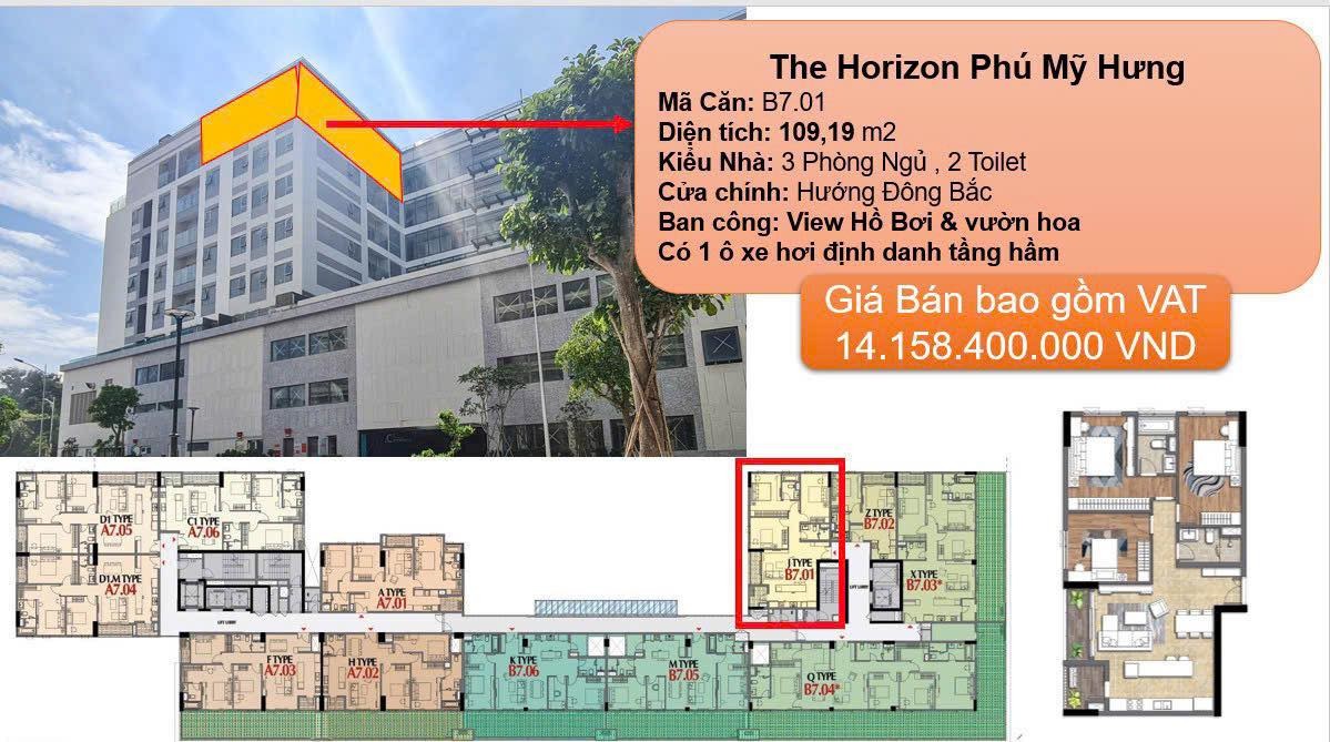 Cần bán Căn hộ chung cư dự án The Horizon Phú Mỹ Hưng, Diện tích 109m², Giá 14 Tỷ 2