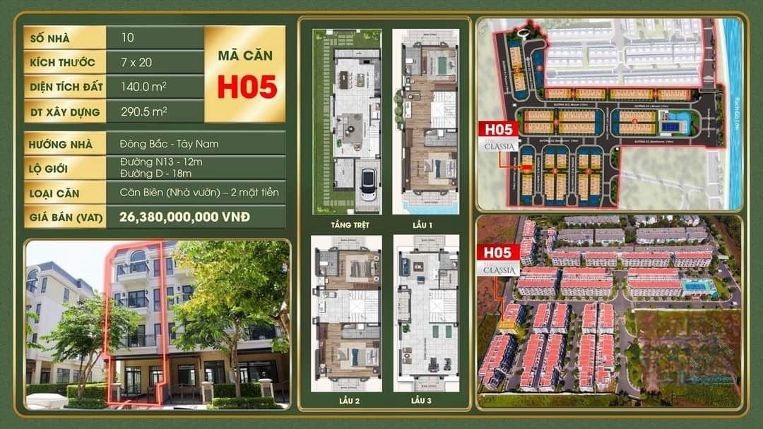 Cần bán Nhà mặt tiền dự án The Classia Khang Điền, Diện tích 140m², Giá Thương lượng 2