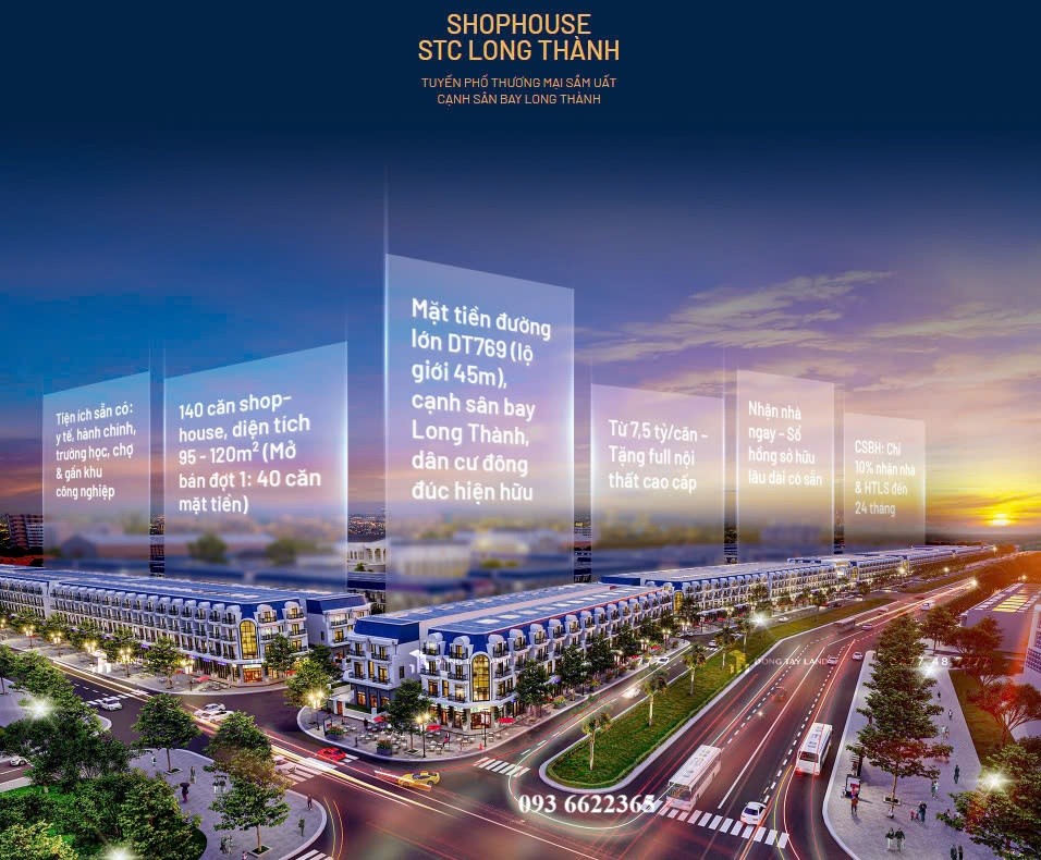 Bán shophouse STC Long Thành, tuyến phố thương mại sầm uất cạnh sân bay Long Thành.