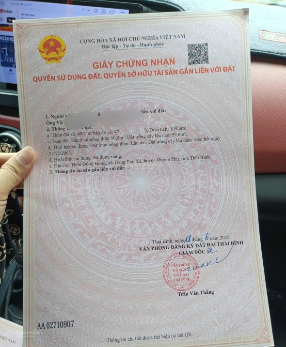 BÁN ĐẤT THÔN ĐÔNG HỒNG XÃ QUỲNH AN (TRƯỚC ĐÂY THUỘC QUỲNH BẢO, QUỲNH PHỤ, THÁI BÌNH) 3