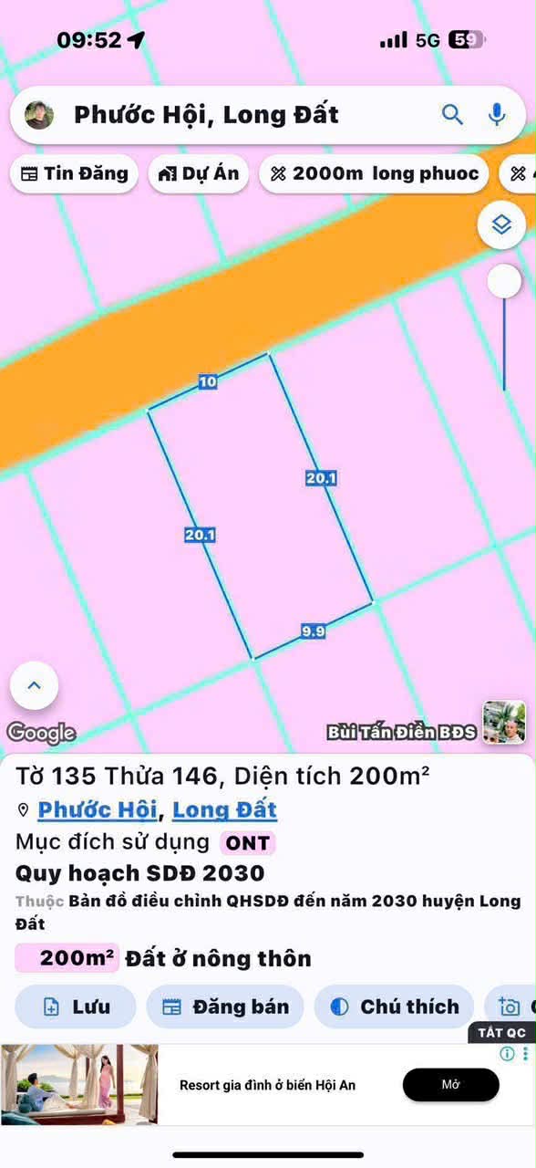 Cần bán Đất đường Võ Văn Kiệt, Xã Lộc An, Diện tích 200m², Giá 1.6 Tỷ