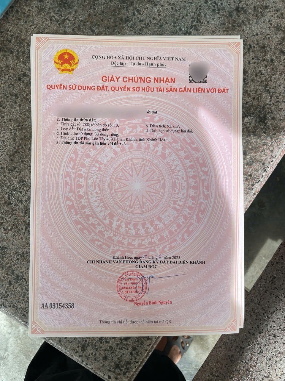 Bán đất thị trấn Diên Khánh TDP Phú Lộc Tây 4 full thổ cư gần bờ kè Trần Phú 4