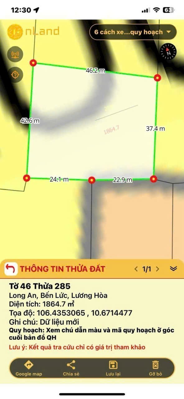 Bán đất vườn ấp 10 , Lương Hòa, Bến Lức mặt tiền sông Vàm Cỏ Đông dt 4554m2 giá 5,3 tỷ 4