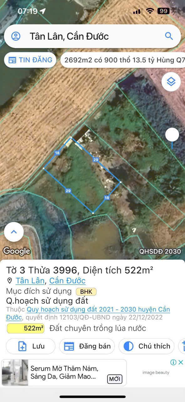 Đất vườn 522m2 xã Tân Lân view kênh thích hợp làm nhà vườn rẻ 500tr 5