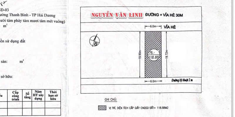 Bán lô đất gần 240m2 mặt tiền 12m đường đôi Nguyễn Văn Linh, TP Hải Dương, KD cưc tốt