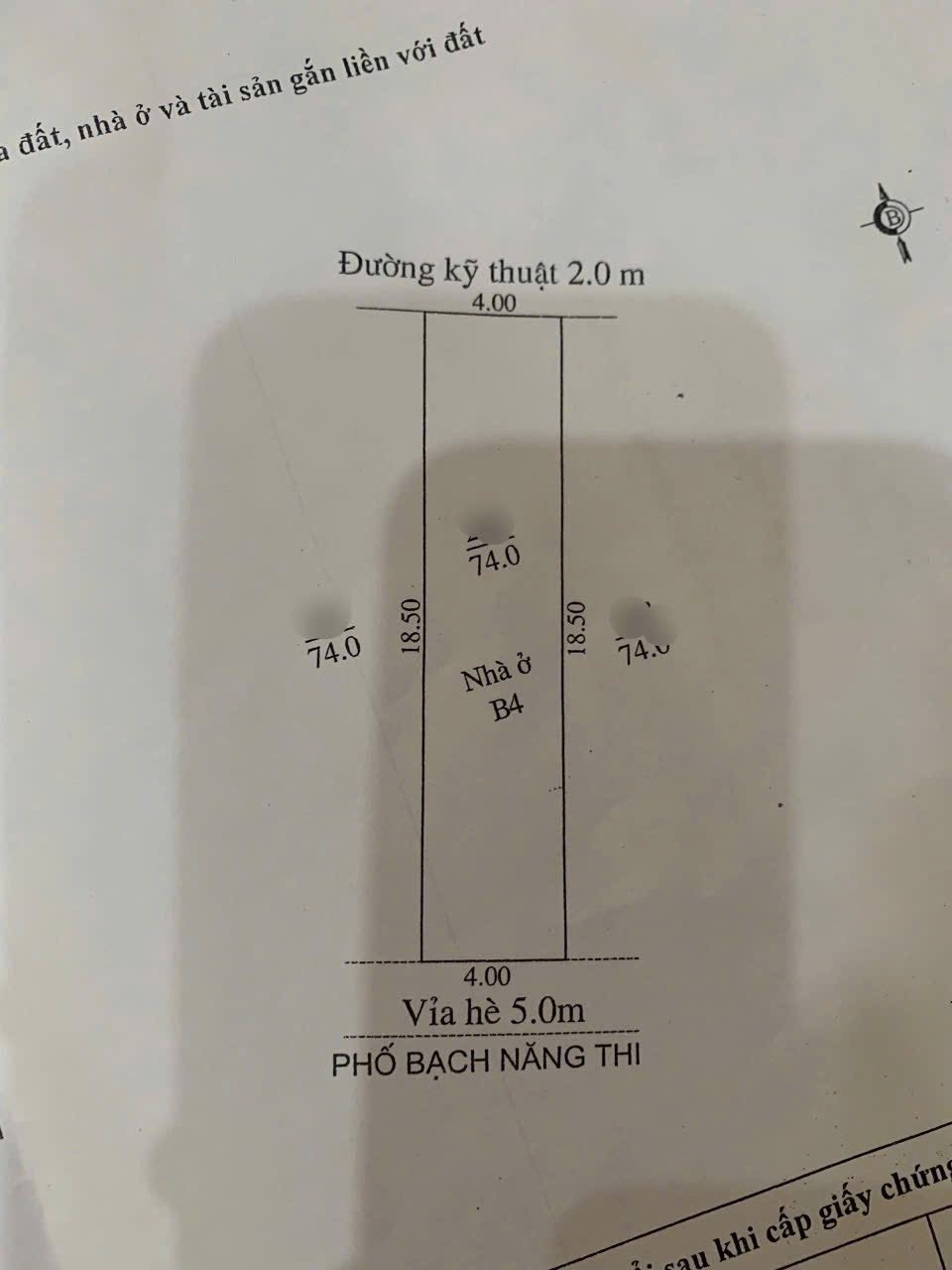 Bán căn nhà 4 tầng mặt phố Bạch Năng Thi, Đông Nam Cường, TP HD, 74m2, mt 4m, 4 ngủ 5