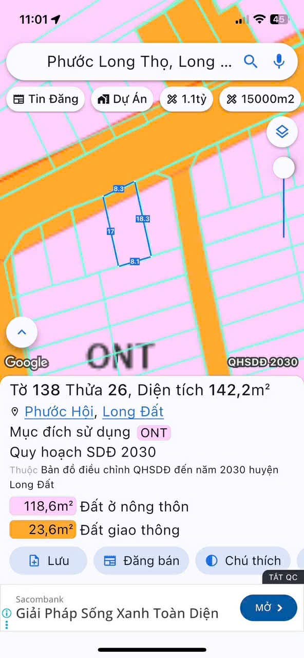 Cần bán Đất đường Võ Văn Kiệt, Xã Lộc An, Diện tích 142m², Giá 1.32 Tỷ