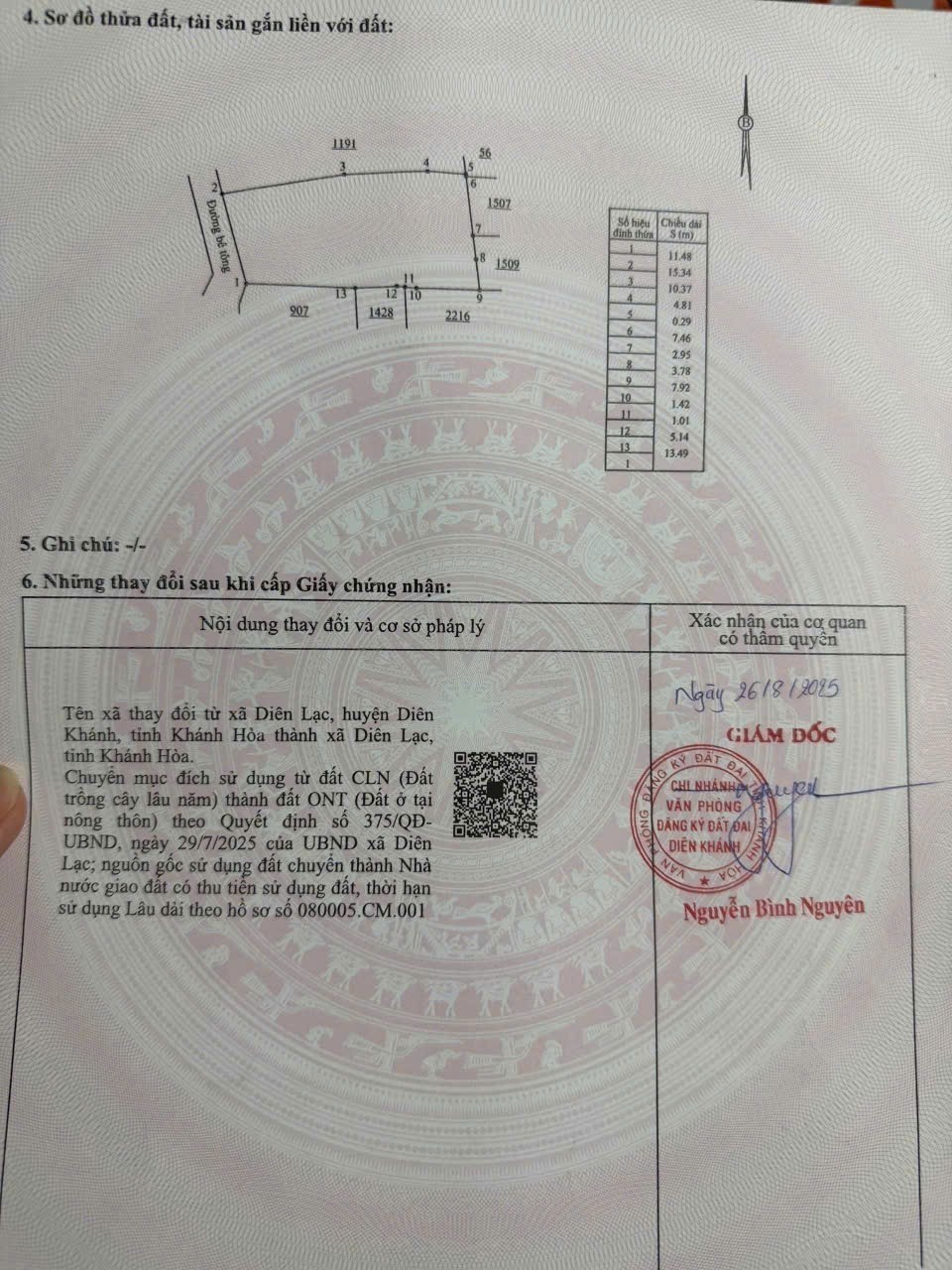 Bán đất Diên Lạc full thổ cư rộng rãi xây nhà vườn - vị trí đối diện ủy ban xã đi vào 12