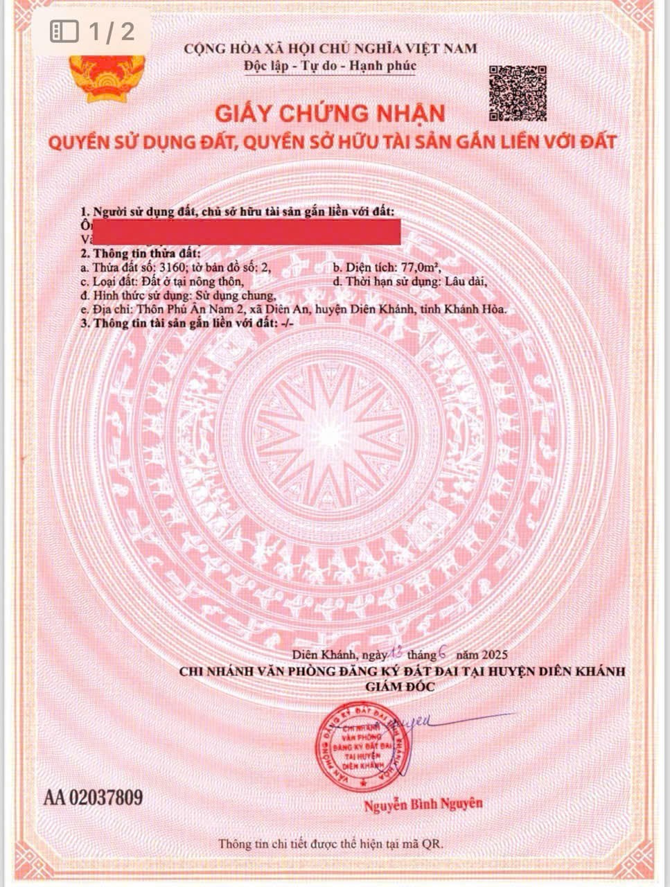 Bán đất Diên An thôn Phú Ân Nam 2 giá mềm nhất khu - đường thông dân cư đông 10