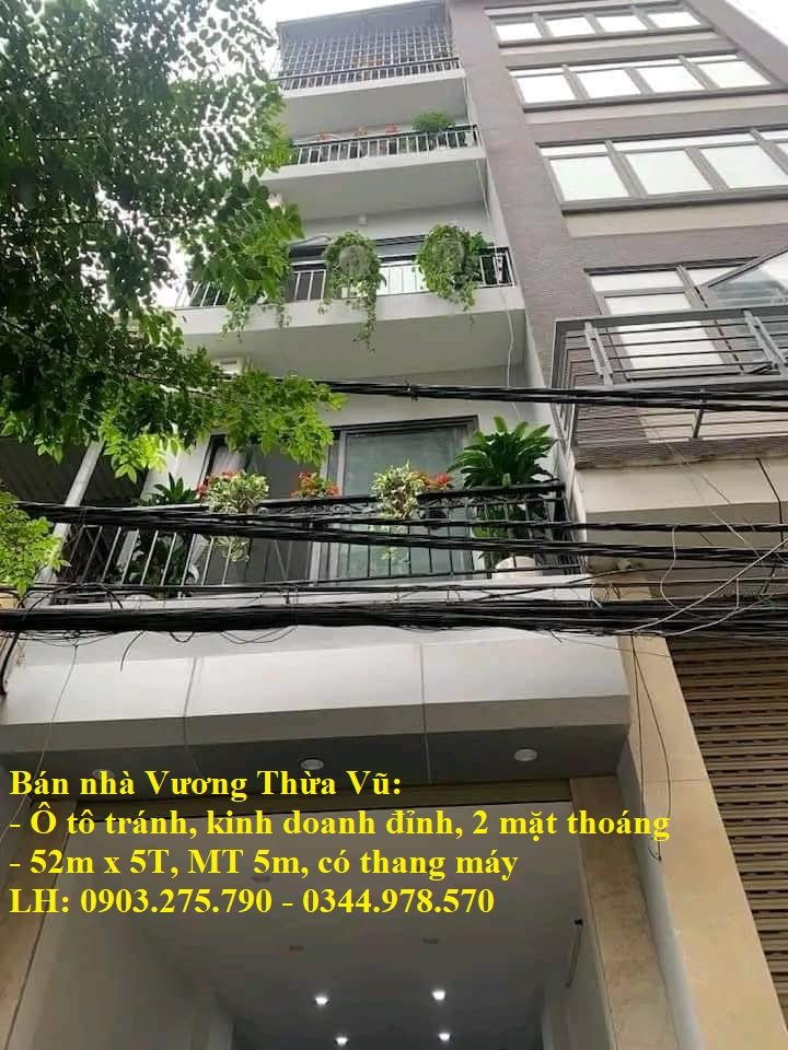 Bán nhà 52m x 5T Vương Thừa Vũ, ô tô đỗ cửa, thang máy, 2 thoáng, kinh doanh đỉnh, giá 9,8 tỷ