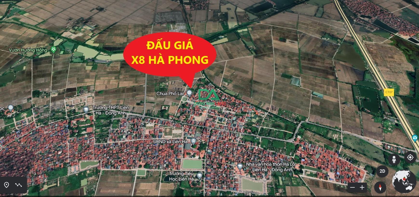 Đất đấu giá Liên Hà Đông Anh 90m X8 thôn Hà Phong  view công viên khởi điểm 20.8tr/m²