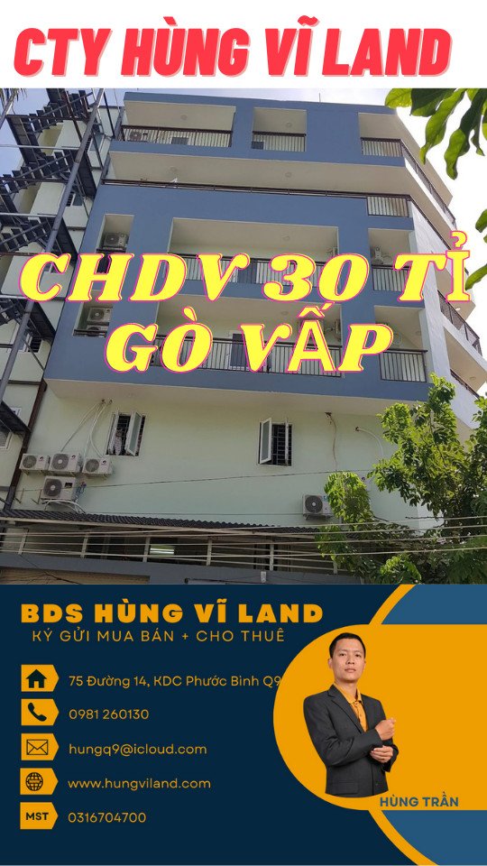 BDS HVL [NC] CHDV Gò Vấp 13x20m hơn 1600 m² sàn chỉ 30 tỉ 28/04/2023 2