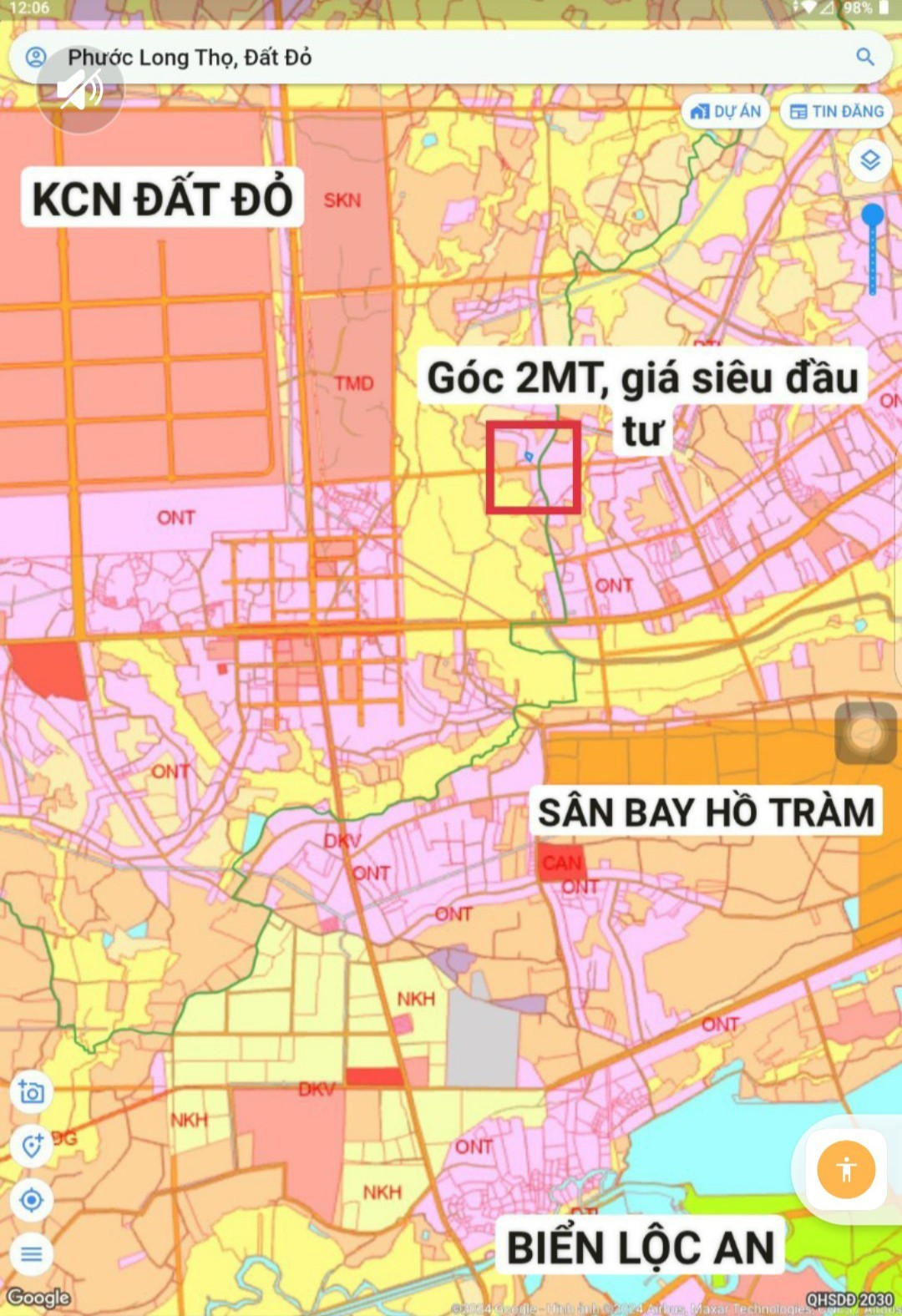 Lô góc 2 mặt tiền đường Tháp Nước, ngang 35m, gần KCN Đất Đỏ, giá siêu rẻ 4