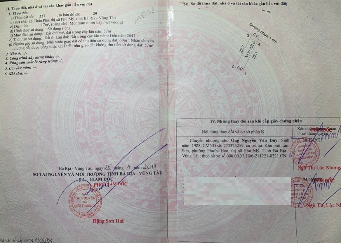 BÁN LÔ ĐẤT MẶT TIỀN ĐƯỜNG NHỰA TẠI PHÚ MỸ - BÀ RỊA VŨNG TÀU GIÁ 1 TỶ 2