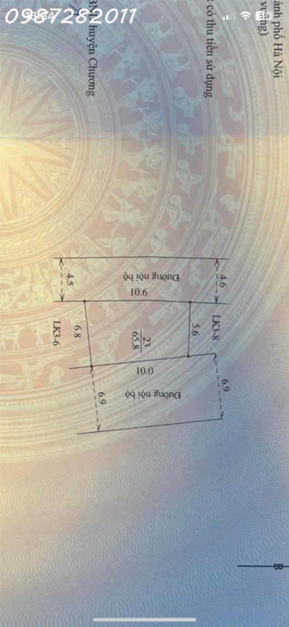 HOTem cần bán mảnh này  đại yên , chương mỹ65,8m nằm trung tâm phường chương mỹliên hệ em 3