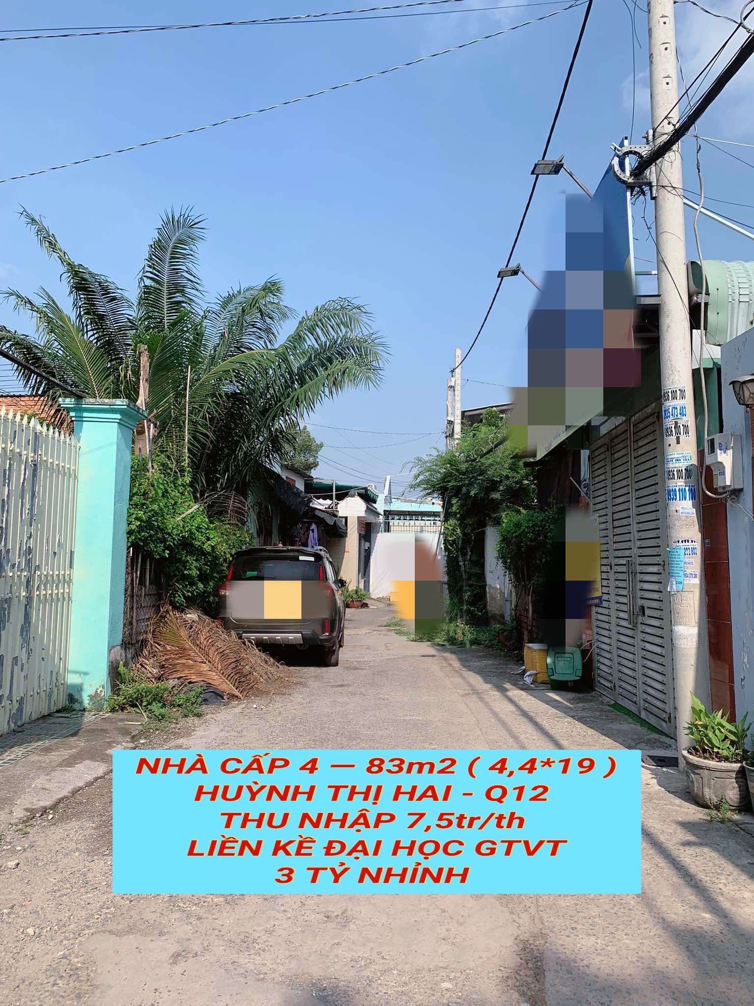Nhà cấp 4 , 83m2 Huỳnh Thị Hai Q12, thu nhập 7,5tr/th ,liền kề Đại Học GTVT, 3 tỷ nhỉnh 0932030061 2