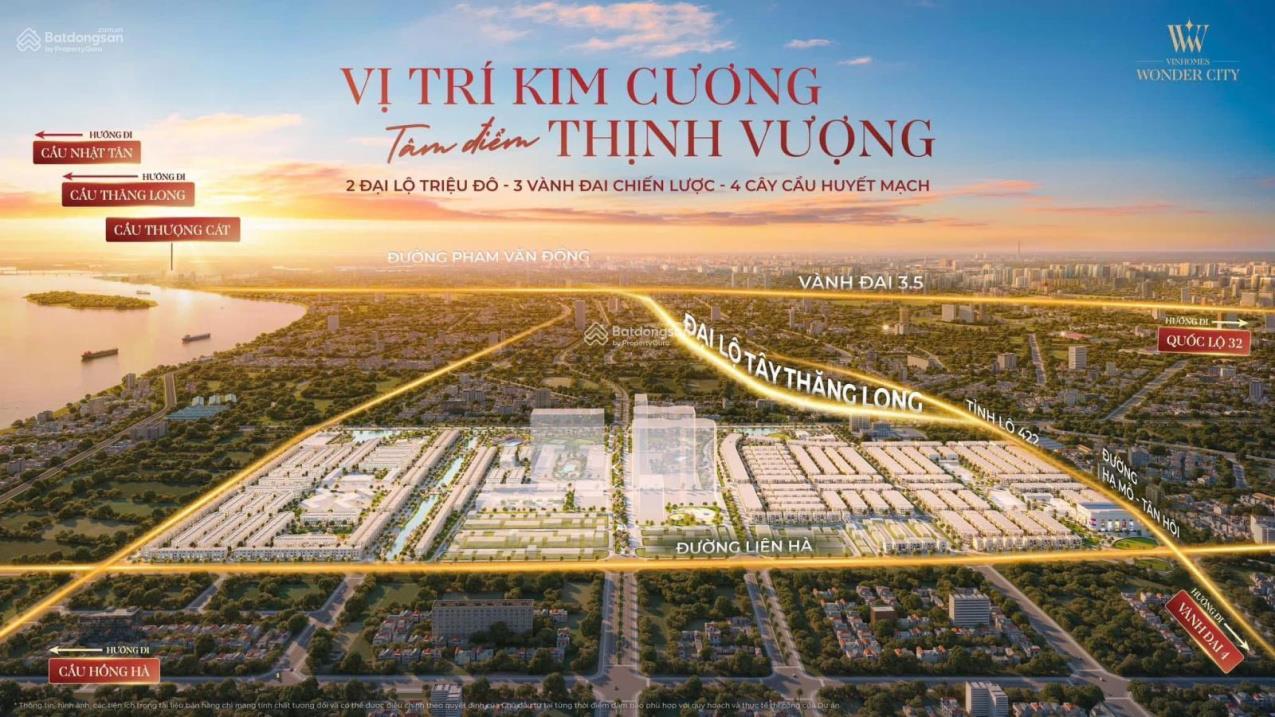 Liền kề Hừng đông- Vinhomes Wonder City- Đan Phượng, 120m2, mặt tiền 10m,2 mặt thoáng, thích hợp 3