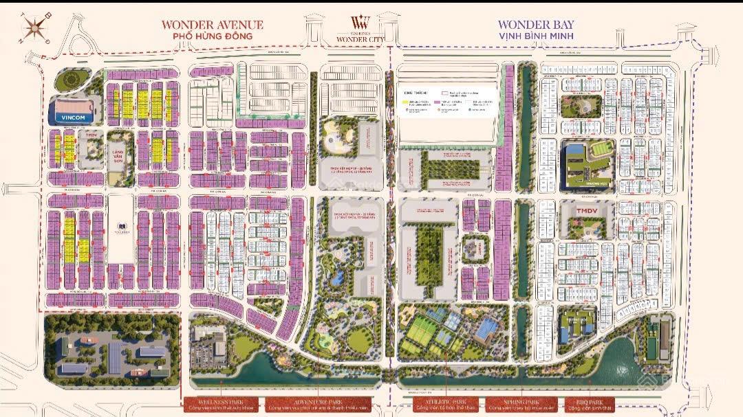 Liền kề Hừng đông- Vinhomes Wonder City- Đan Phượng, 120m2, mặt tiền 10m,2 mặt thoáng, thích hợp 4