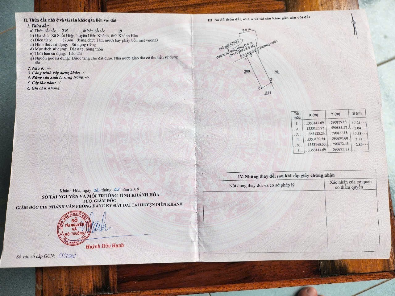 Bán đất Suối Hiệp thôn Phú Hậu full thổ cư mặt đường bê tông rộng 6m thông 8