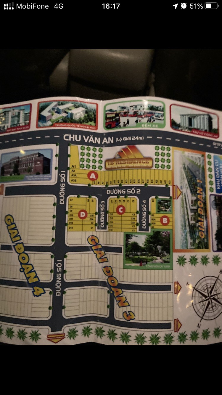 Nền biệt thự 140m2 kdc 1B mt Chu Văn An giá bán rẻ đầu tư 1 tỏi 4 4