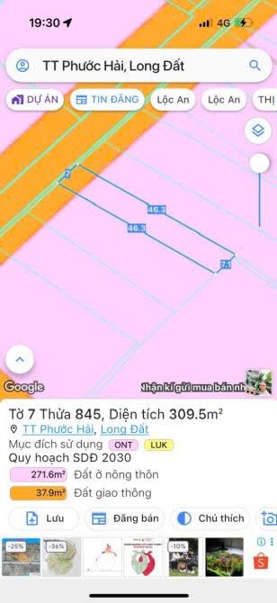 Cần bán Đất Thị trấn Phước Hải, Đất Đỏ, Diện tích 309m², Giá Thương lượng