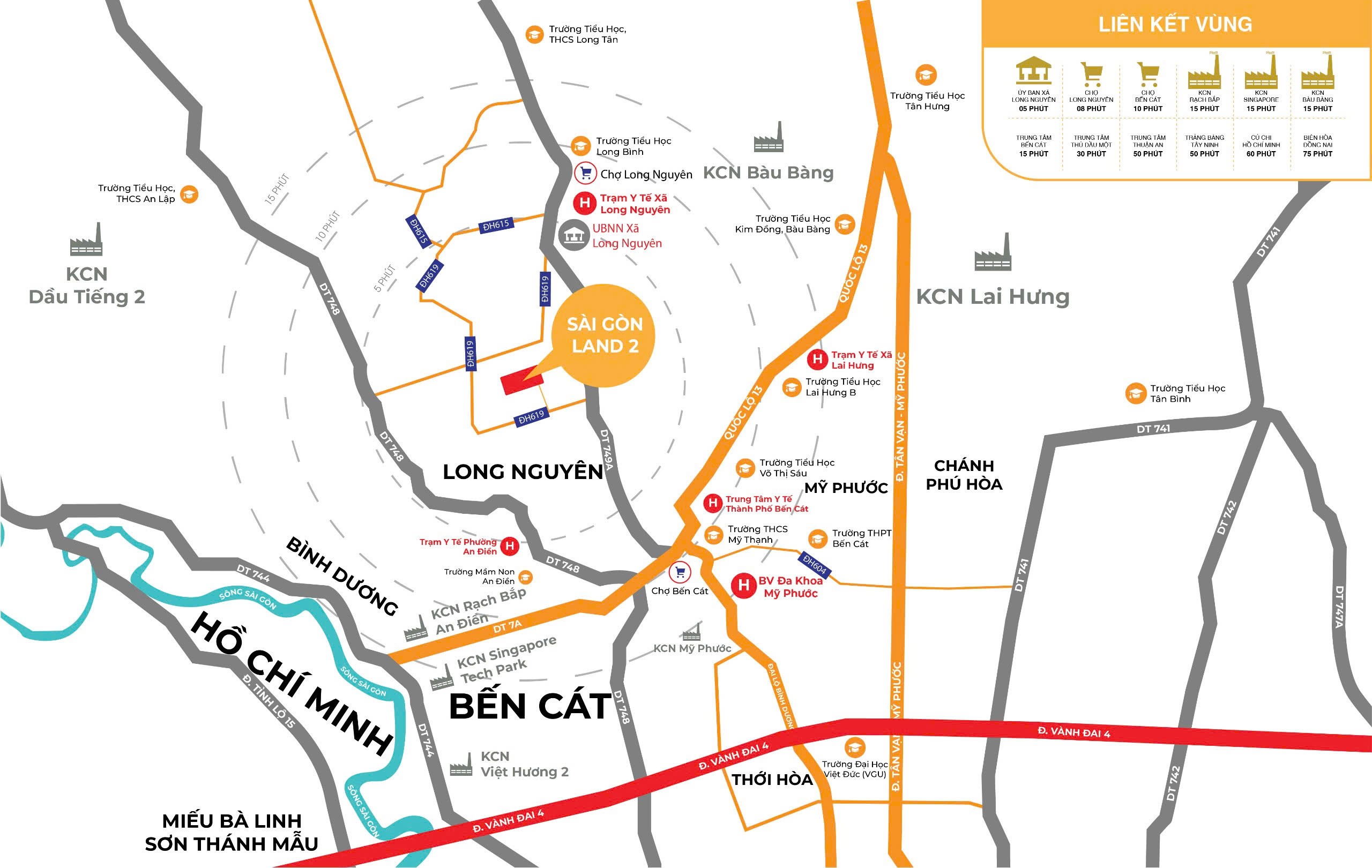 Dự án KDC SAIGON LAND 2, Long Nguyên, Bàu Bàng. DT: 100m2, Giá 450Tr. SHR