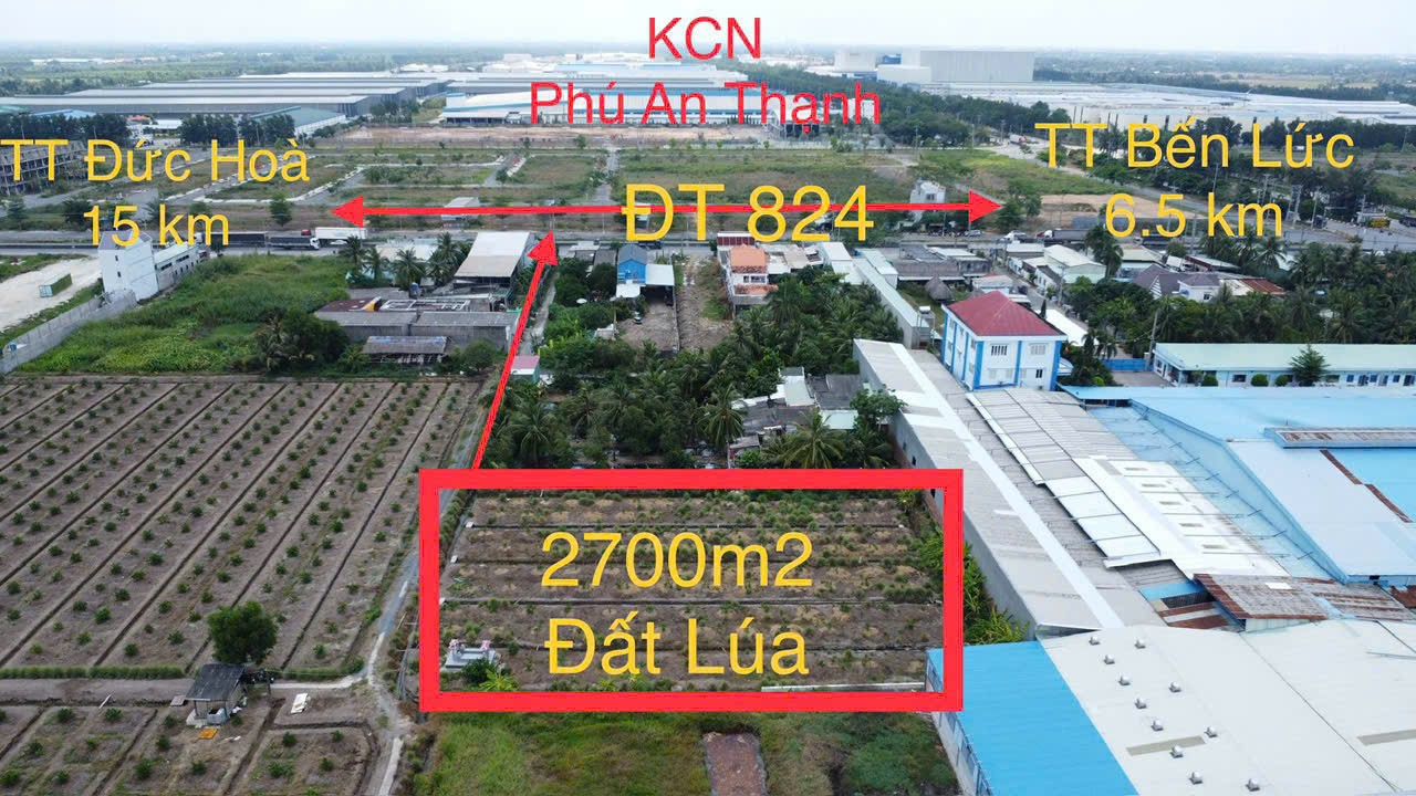 2700m2 đất lúa ấp 10, xã Lương Hòa, huyện Bến Lức giá 6,3 tỷ 7