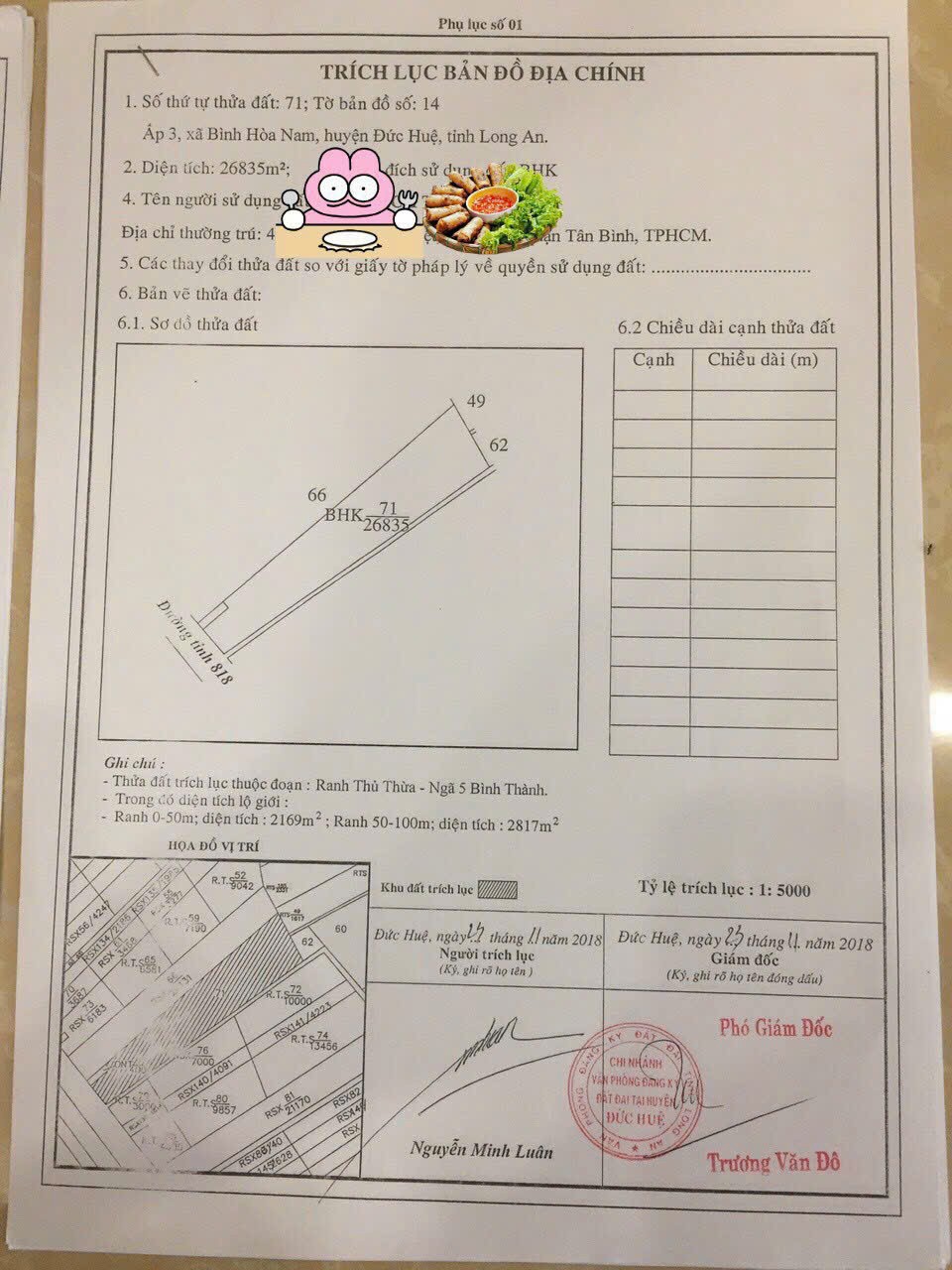 27235m2 đất vườn 2mt DT 818 ( có 400m2 thổ) xã Bình Hòa Nam, Đức Huệ giá 19 tỷ 5